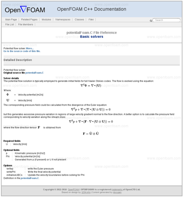 potentialFoam help example